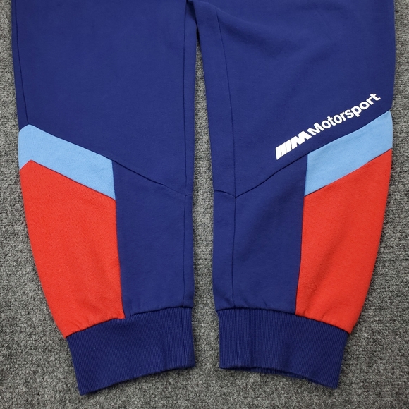 Puma BMW Motorsport Sweatpants Joggers Mens 2XL Fleece Drawstring Blue Red - Picture 4 of 12